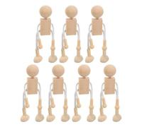 Giwnhvx 7 Pezzi di Figure di Cartone Animato in Legno Vergine: Figure di Robot da Dipingere Sé, Figure Articolate, Bambola Robot a Pioli per Fai da te