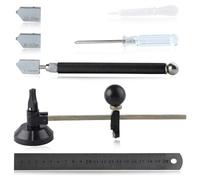 Giwnhvx 7 pezzi regolabile circolare vetro Cutter Tool Kit include manopola rotonda maniglia e ventosa