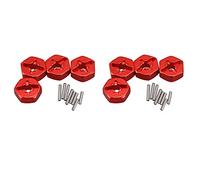 Giwnhvx 8 pezzi in lega di alluminio 12 mm combinatore ruota hub adattatore esagonale aggiornamenti per 144001 1/14 RC auto pezzi di ricambio, rosso