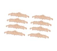Giwnhvx 8PZ 20 x 5 cm in Legno di Gomma Intagliato Lungo Onlay Applique Non Verniciato Rosa Porta Fiore Decorazioni