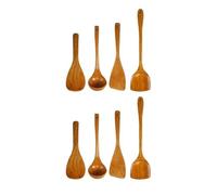 Giwnhvx 8PZ Pala di Legno Cucchiaio Antiaderente Legno Lunga Spatola di Cucina Utensili da Cucina Agitare un Mano Friggere Set di Strumenti