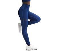 Giwnhvx Activewear Leggings Fitness a Vita Alta Pantaloni da Donna Moda Patchwork Allenamento Leggings Stretch Slim Sportswear Jeggings Blu XL