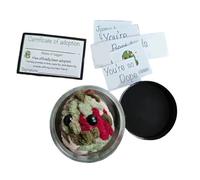 Giwnhvx Adotta un peluche di pepita di erbe cattive in un vaso, peluche fatto a mano, piccolo peluche di pepita di erbe cattive con carte