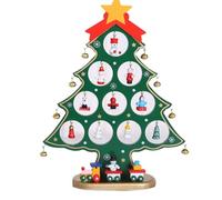 Giwnhvx Albero di Natale in legno da da solo, regalo di festa, mini albero di Natale, decorazione piatto, 10 fori, verde