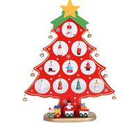 Giwnhvx Albero di Natale in legno da da solo, regalo di festa, mini albero di Natale, decorazione piatto, 10 fori, rosso