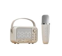 Giwnhvx Altoparlante Bluetooth con microfono, supporto altoparlante per scheda TF, chiavetta USB, ingresso AUX, effetto 3D, bilanciamento della diffusione, tipo orologio sveglia altoparlante