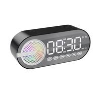Giwnhvx Altoparlante Bluetooth silenziatore, sveglia, USB, LED RGB, specchio, orologio digitale, FM, grande schermo, decorazione del soggiorno