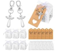 Giwnhvx Angel Favor con sacchetto in organza e etichetta di ringraziamento a forma di ala, regalo di ritorno per ospiti per feste di nozze 24 pezzi