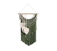 Giwnhvx Arazzo da Parete in Stile Bohémien con Foglie e Nappe, Intrecciato Chic Tessuto A Mano Verde Bohémien