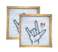 Giwnhvx Arte da parete in lingua dei segni con scritta Love You, decorazione da parete per casa, dipinto, cornice, simbolo a mano da parete con segno d'