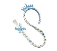 Giwnhvx B Principessa Vestire Parrucche, Principessa Lunga Parrucca Intrecciata Fasce per Ragazze Cosplay Principessa Parrucchiere Blu