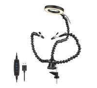 Giwnhvx Base a morsetto da tavolo Aiutare le mani Saldatura Strumento di terza mano con lente d'ingrandimento illuminata a LED 3X Porta scheda PCB