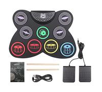 Giwnhvx Batteria elettrica, 9 cuscinetti in silicone pieghevole batteria elettronica con jack per cuffie, altoparlante integrato, pedali, bacchette