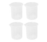Giwnhvx Becher Da Laboratorio Graduato Becher in Plastica Trasparente Addensare con Tappo Dosatore 200ML 4 Pezzi