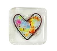 Giwnhvx Biglietto tascabile in vetro a forma di cuore, idea regalo, con cuore in vetro fuso, multicolore, facile da usare