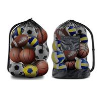 Giwnhvx Borsa a rete extra large per pallacanestro e pallavolo, utilizzata per riporre attrezzature da basket, pallavolo, baseball e nuoto, facile da installare