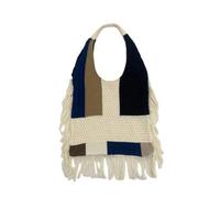 Giwnhvx Borsa a tracolla da donna estetica all'uncinetto lavorata a maglia Vintage Patchwork nappa Tote Bag Fashion Design Borsa da donna E