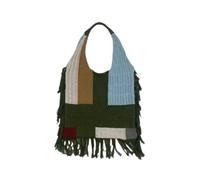 Giwnhvx Borsa a tracolla da donna estetica lavorata a maglia all'uncinetto vintage patchwork nappa tote bag design moda borsa da donna D