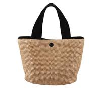 Giwnhvx Borsa da donna intrecciata in paglia intrecciata a mano, borsa estiva bohémien, borsa da spiaggia da donna, nera