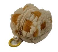 Giwnhvx Borsa per auricolari vintage a scacchiera adorabile mini peluche senza fili borsa portaoggetti giallo