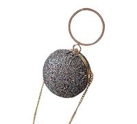 Giwnhvx Borsa rotonda alla moda con paillettes, borsa da sera per festa di nozze, borsa a tracolla da donna, colore grigio