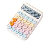 Giwnhvx Calcolatrice meccanica grande display LCD grande pulsante rotondo carino Candy colorato calcolatrice adatta per ufficio scuola bianco