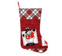 Giwnhvx Calze di Natale Polsino a Quadri Camino Design Basso Appeso Albero di Natale per il DeCor Vacanze di Famiglia Pupazzo di Neve