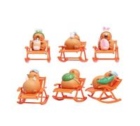 Giwnhvx Capybara - Decorazione da ufficio, motivo: Capybara Figura Sedia a dondolo, decorazione di simulazione Capybara, sedia a dondolo, modello in miniatura, 6 pezzi