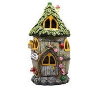 Giwnhvx Case in Resina con Luci a LED Solari, Accessori da Giardino Fata, Figure di Cottage Esterni, Ornamenti Prato.