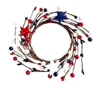 Giwnhvx Cerchio di candele per festa nazionale, corona per il giorno dell'indipendenza, rosso, blu, portacandele per bacche, cerchio