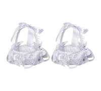Giwnhvx Cesto Nuziale per Ragazze di Fiori da 2 Pezzi per Decorazioni per Feste di Cerimonia Nuziale Tenute in Mano da Sposa/Bambini,B