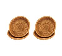 Giwnhvx Cesto Portaoggetti Intrecciato nel Rattan,Confezione 4 Cestini Portaoggetti,Cestello per Pane, Vassoio per, Caramelle Alla Frutta, per Chiavi, Portafoglio, Telefono Cellulare