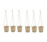 Giwnhvx Cesto Portaoggetti Intrecciato Un Mano nel 6 Pezzi Cesto di Vimini Appeso Un Vaso di Fiori Cesto di Piante Contenitore