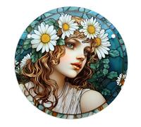 Giwnhvx Ciondolo A Disco in Acrilico 4 Pezzi con Catena Ciondolo retrò Europeo Fiore Colorato Accessori per Pendenti da YK290