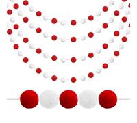 Giwnhvx Ciondolo decorativo a forma di palla di fiore con pompon rosso e bianco, grazioso ciondolo di atmosfera a pompon per San Valentino