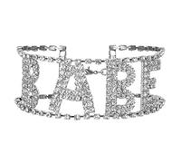 Giwnhvx Collane Moda Lettera Strass Intarsiato Collana Collo