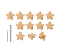 Giwnhvx Confezione da 12 pomelli per cassettiera in legno a forma di stella, con 24 viti per armadietti, mobili, facili da installare
