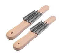 Giwnhvx Confezione da 2 spazzole dentate in acciaio inox da 35,5 cm, con manico in legno, per gioielli puliti e vestiti