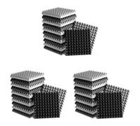 Giwnhvx Confezione da 36 Autoadesivi Nel Schiuma Insonorizzante 2X12X12 Pollici Schiuma Acustica con Design Un Piramide, per Studio Domestico,Nero + Grigio