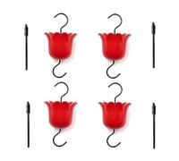 Giwnhvx Confezione da 4 mangiatoie per acqua di grande capacità, mangiatoia per sospesa con gancio e di pulizia (rosso)
