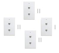 Giwnhvx Confezione da 4 piastre da parete Ethernet a 2 porte, Cat6 femmina a femmina, presa a muro RJ45, accoppiatore in linea, bianco