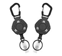 Giwnhvx Confezione da 4 portachiavi retrattili resistenti, con bobine retrattili, porta badge con moschettone, cavo in acciaio rivestito da 80 cm, facile da installare