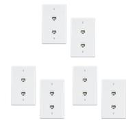 Giwnhvx Confezione da 6 piastre da parete Ethernet a 2 porte, Cat6 femmina a femmina, presa a muro RJ45, accoppiatore in linea, bianco