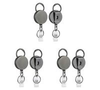Giwnhvx Confezione da 6 porta badge retrattili resistenti, porta badge in metallo con clip da cintura portachiavi per carte di nome