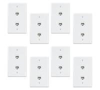 Giwnhvx Confezione da 8 piastre da parete Ethernet a 2 porte, Cat6 femmina a femmina, presa a muro RJ45, accoppiatore in linea, bianco