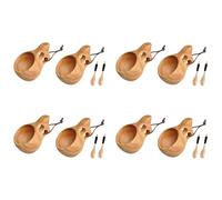 Giwnhvx Confezione da 8 tazze in legno in stile nordico Kuksa tazza portatile da campeggio all'aperto tazza da caffè in legno con cucchiaio in legno