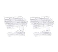 Giwnhvx Confezione da 80 Contenitori per la Conservazione di Perline Nel Plastica Trasparente con Coperchio Incernierato per Piccoli Oggetti, Diamanti, Perline (2,2 x 2,2 x 0,79 Pollici)