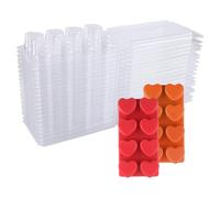 Giwnhvx Contenitori per cera a 8 cavità, in plastica trasparente, vuoti, 25 confezioni di conchiglie a forma di cuore per crostate, facili da installare, facili da usare