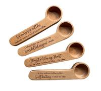 Giwnhvx Cucchiaio dosatore per caffè 2 in 1 in legno inciso e clip per borsa utensili da cucina cucchiaio da caffè facile da usare colore legno
