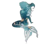 Giwnhvx Decorazione da parete a sirena in metallo decorazione da parete della sirena appesa rustica decorazioni da sirena in metallo blu scultura sirena elegante 25 cm facile da installare facile da
